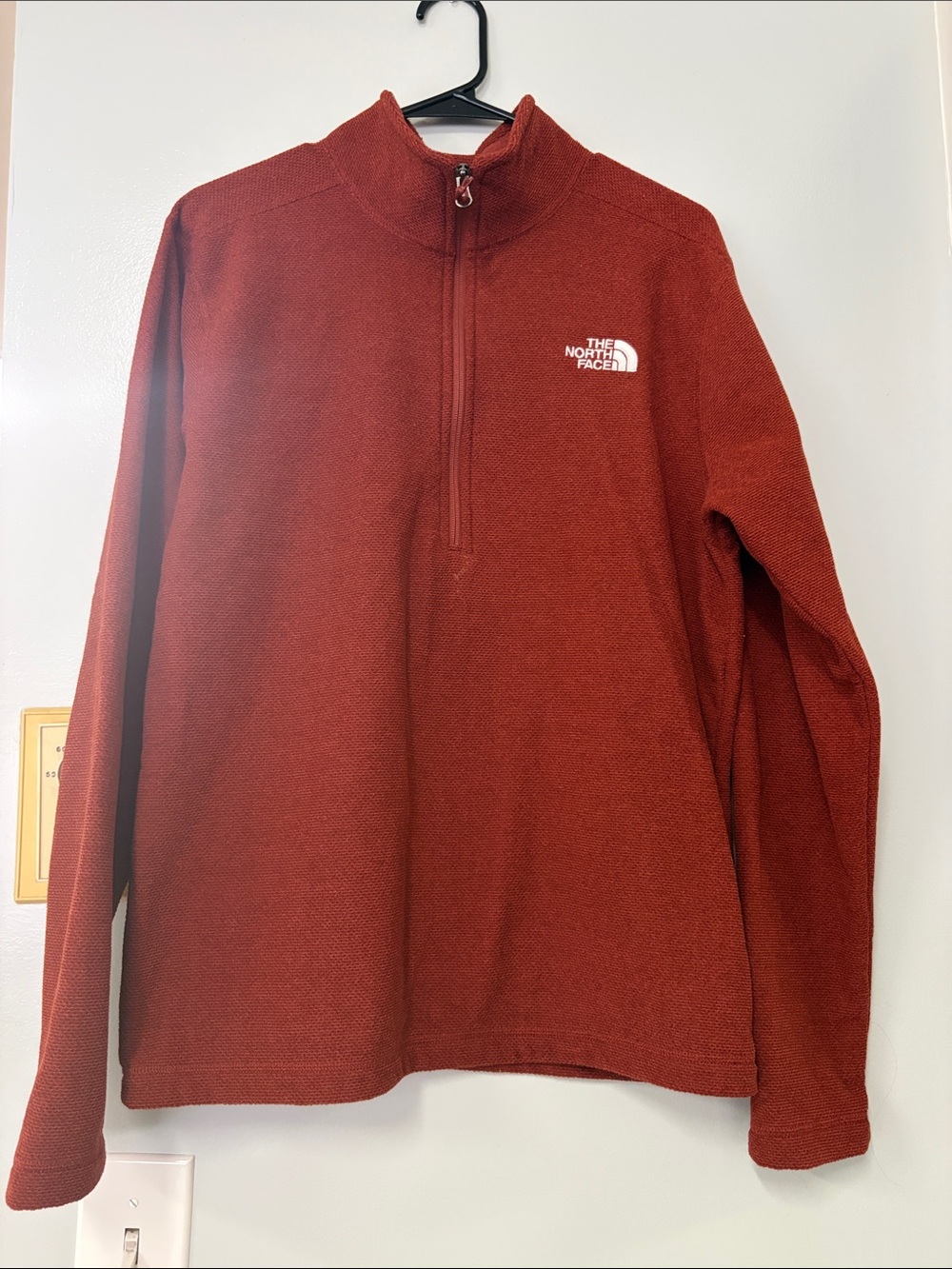 The North Face Men's Zip-Up Sweater Jacket in Brick Red